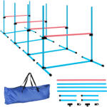 PawHut Set Agility câini 4 piese reglabil pe înălțime, echipament Agility cu 4 obstacole, geantă de transport, 99 x 65 x 94 cm, albastru deschis | Aosom Romania (D07-018V00LB)
