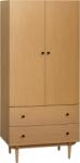 HOMCOM Dulap pentru haine dulap de depozitare pardesiu cu 2 uși, 2 sertare și bară pentru agățat - 80 x 52 x 180 cm - aspect lemn | Aosom Romania (831-605V00LR) Garderoba