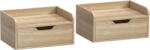 HOMCOM Set de 2 Noptiere de Perete Noptiere Suspendate cu 1 Sertar pentru Dormitor Cameră 40x30x19, 5 cm Lemn Natural | Aosom Romania (831-629V81ND)