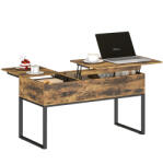 HomCom Masă de Cafea Extensibilă cu Encimera Desfășurabilă Închidere Moale Spațiu Ascuns de Depozitare 100x45x67 cm Marrón Rústico | Aosom Romania (83B-391V00RB) Masa de cafea