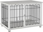 PawHut Cușcă pentru câini canisă pentru câini cu pernă picioare reglabile pentru câini medii până la 20 kg 90 x 58 x 62, 5 cm gri | Aosom Romania (D02-140V00GY)