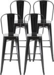 HOMCOM Scaun Metalic Solid si Stivuibil, pentru Dining și Bucătărie Design Modern, Sarcina maxima120 kg, 44x53x116 cm Negru | Aosom Romania (835-122BK)