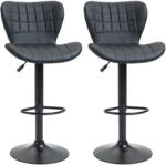HOMCOM Set 2 scaune bar design retro 47 cm x 51, 5 cm x 89-109 cm negru | Aosom Romania (835-544BK)