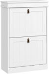 HomCom Dulap pantofi îngust cu 2 uși abătătoare și rafturi ajustabile, capacitate 10 perechi, 54x24x82, 5 cm | Aosom Romania (837-419V80WT) Pantofar