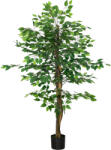 HOMCOM Ficus artificial cu ghiveci de 5 ft, planta artificiala de interior, exterior, pentru decorarea camerei de zi, biroului (830-799V00GN)