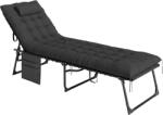 Outsunny Șezlong Pliabil, Spătar Reglabil în 5 Trepte, Pernă, Tapițerie, până la 120 kg, Oțel, Gri Deschis, 58 x 189 x 32, 5 cm | Aosom Romania (84G-125V00BK)