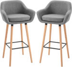 HOMCOM Scaun bar gri cu Pernă Confortabilă Lemn și Înveliș din Țesătură, Set 2 Scaune de Bar Moderne, 55x48x100 cm | Aosom Romania (835-141GY)