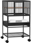 PawHut Cușcă Metalică Rotile Acrilic Negru | Aosom Romania (D10-107V00BK)