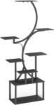 Outsunny Suport pentru Plante cu 8 Rafturi în Formă de S, Suport Ghivece Metalic pentru Interior și Exterior, pentru Grădină, Balcon, Terasă, Cameră de Zi, 74x26x158, 5 cm, Negru | Aosom Romania (84H-534V00BK)