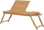 HomCom Masă de Pat pentru PC Pliabilă Suport Reglabil Înclinabil cu Sertar Picioare Pliabile 72x35x22-30 Culoarea Lemnului | Aosom Romania (923-004) Suport laptop