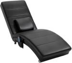 HOMCOM Relaxliege cu funcție de masaj, fotoliu de lounge ergonomic cu spătar înalt, cu funcție de masaj și pernă cu design Zero-G, fotoliu de lounge din piele ecologică, metal, spumă, negru, 58 x 163 x 87 cm