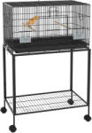 PawHut Colivie pentru Pasari cu Rotile 77x46x119 cm Cusca Metalica pentru Pasari cu Tava Detasabila 2 Suporturi 2 Hranitoare Negru | Aosom Romania (D10-094V01BK)