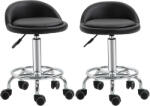 HomCom Set 2 Taburete de Bar Pivotante, Înălțime Ajustabilă, Imitație Piele PU, Negru | Aosom Romania (503-016)