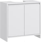 HomCom Mobilier Sub Chiuvetă pentru Baie cu 2 Uși, Dulap de Baie cu Decupaj în U pentru Țevi, 60x30x60 cm, Alb | Aosom Romania (834-715V80WT)