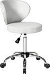 HomCom Taburet cu roți, taburet de masaj din PU cu înălțime reglabilă 73-88 cm și spătar, pivotant 360°, alb | Aosom Romania (503-012V00WT)