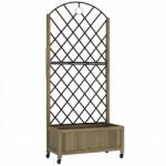 Outsunny Jardinieră din lemn cu grilaj metalic și roți pentru plante cățărătoare Macetero ridicat 72x36x168 cm Carbonizado | Aosom Romania (84H-546V00DR)