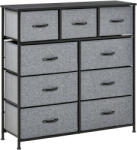 HOMCOM Comodă Pliabilă cu 9 Sertare din Țesătură, Blat din Lemn MDF și Picioare Reglabile, 84x30x92 cm, Gri | Aosom Romania (831-402V80) Comoda