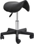 HomCom Scaun Rotativ cu Roți, Scaun pentru Coafor și Estetician cu Înălțime Ajustabilă, Tapițat cu Piele Ecologică, 35x38x43-55 cm, Negru (71-0016)