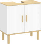 HomCom Dulap sub lavoar cu raft reglabil pentru lavoar fără piedestal cu uși canelate 60x30x61 cm Alb | Aosom Romania (834-950V00WT)