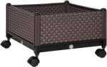 Outsunny Jardinieră din plastic cu roți și orificii de drenaj pentru cultivarea plantelor în exterior 50x50x33 cm Marrón | Aosom Romania (845-553)