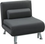 HOMCOM Fotoliu-Pat Single Reglabil din Material cu Aspect de In Gri Închis | Aosom Romania (833-066V02CG)