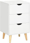 HOMCOM Noptieră masă de noapte cu 3 sertare, stil scandinav pentru dormitor, sufragerie, 40 x 35 x 68, 5 cm, alb | Aosom Romania (831-594V00WT) Comoda