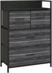 HOMCOM Comodă, Bufet, 4 sertare din material textil, Design industrial, 60x29x85cm, Negru | Aosom Romania (831-760V00BK) Comoda