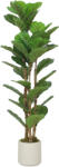HOMCOM Plantă artificială de interior 120 cm Ficus lyrata arbore artificial cu ghiveci din plastic și trunchi din lemn masiv, verde | Aosom Romania (83C-195V00GN)
