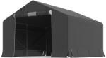 Outsunny Garaj Moto Exterior 3x3 m, Impermeabil, cu Ușă și Guri de Aerisire Rulabile, pentru Biciclete și Unelte, Gri Închis | Aosom Romania (84H-538V00CG)