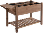 Outsunny Jardinieră Supraînălțată din Lemn | Grădinărit cu Raft Pliabil și Spațiu de Depozitare | 123x54x74 cm Maro | Aosom Romania (845-396)