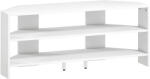 HomCom Comodă TV de Colț 47" max cu 2 Rafturi Deschise din Lemn Alb | Aosom Romania (83B-420V80WT)