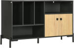 HOMCOM Dulap Modern pentru Living și Dormitor cu Ușă Dublă și 5 Compartimente Deschise, Design Elegant, Negru | Aosom Romania (838-345V00BK) Comoda