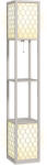 HomCom Lampadar cu rafturi 2 lampi 2 rafturi 4 nivele MDF gri model de fagure 26 x 26 x 156 cm gri | Aosom Romania (B31-321V90LG)