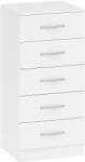 HOMCOM Comodă cu 5 Sertare, Design Modern, Slim, cu Mânere Argintii, Ideală pentru Dormitor, Cameră, Hol sau Living, Dimensiuni 40x35x85 cm, Alb | Aosom Romania (83D-118V90WT) Comoda
