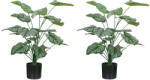 HOMCOM Set de 2 plante artificiale interioare 65 cm, arbore artificial cu ghiveci din plastic și floxare, verde | Aosom Romania (830-980V00GN)