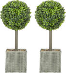 HOMCOM Set de 2 plante artificiale, arbori artificiali rezistenți la UV în ghiveci, potriviți atât pentru interior, cât și pentru exterior, din plastic, ciment, verde | Aosom Romania (830-993V01GN)