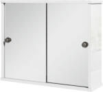 Kleankin Dulap cu Oglindă de Perete cu Poliță Reglabilă și Ușă Glisantă Dublă pentru Lavoar 55x15x45 cm Alb Lucios | Aosom Romania (834-636V80WT) Comoda