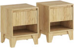 HOMCOM Set de 2 noptiere înguste, măsuță auxiliară compartiment deschis 1 sertar, panouri canelate 43x40x55cm natural | Aosom Romania (83D-078V00ND)