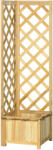 Outsunny Jardinieră cu spalier din lemn Ghiveci exterior pentru colț pentru plante cățărătoare 40x40x145 cm Natural | Aosom Romania (845-776V00ND)