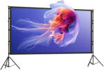 HomCom Ecran de Proiecție 120" 4K/8K HD Format 16: 9 cu 2 Trepiede Pliabile, Ecran Portabil cu Față Dublă, Unghi Larg de 160°, pentru Cinema Acasă sau Exterior, Alb | Aosom Romania (001-026V01BK)