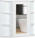 HOMCOM Dulap cu oglindă Dulap de baie Badezimmerschrank, 8 compartimente, uși cu oglindă, rezistent la apă, 66 cm x 17 cm x 63 cm, Alb | Aosom Romania (834-203V90WT) Comoda