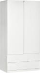 HOMCOM Dulap pentru Haine Alb cu Cuier și 2 Sertare Glisante, Design Modern pentru Dormitor, 100x60x200 cm | Aosom Romania (831-565WT) Garderoba