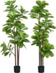 HOMCOM Set de 2 plante artificiale Figuier à feuilles de violon Ficus Lyrata înălțime 180cm cu ghiveci | Aosom Romania (830-804V02GN)