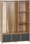 HOMCOM Dulap din PAL cu Sină pentru Agățat, 3 Sertare din Țesătură cu Aspect de In și 3 Rafturi, 105x48x160 cm | Aosom Romania (831-573V00ND) Garderoba