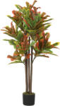 HOMCOM Plantă Artificială Croton cu 139 Frunze Modelabile și Ghiveci Alb din PP și Ciment, Plantă Falsă din PEVA și Lemn, 55x55x120 cm, Multicolor | Aosom Romania (83C-191V00MX)
