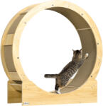 PawHut Roata de Alergare pentru Pisici de Interior Banda de alergare cu frână perne de zgâriere diametru 91 cm natural | Aosom Romania (D30-791V00AK)
