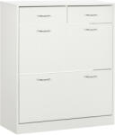 HomCom Etajeră pentru Pantofi, 12 Perechi, cu 2 Rafturi Interioare Reglabile și 2 Sertare, din Lemn, 80x30x91.5 cm, Alb | Aosom Romania (837-327V80WT) Pantofar