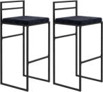 HOMCOM Lot de 2 taburete de bar taburete înalte pernă de șezut din catifea suport pentru picioare înălțime 74 cm negru | Aosom Romania (83A-038V00BK)