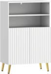 HomCom Dulap de Baie cu 2 Rafturi Deschise și Dulap, Dulap Compact cu Uși Amortizate, Raft Reglabil, pentru Bucătărie Living, 60x31.8x93 cm, Alb | Aosom Romania (834-917V90WT)