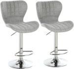 HOMCOM Set 2 Scaune de Bar Rotative cu Înălțime Reglabilă, Tetieră pentru Picioare și Spătar, 47x51, 5x111, 5 cm, Gri | Aosom Romania (835-157GY)
